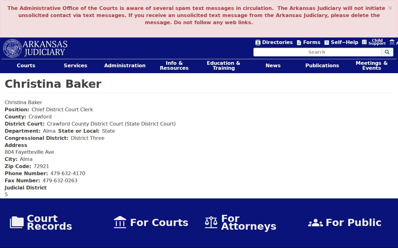 Alma court records chief District Court clerk profile