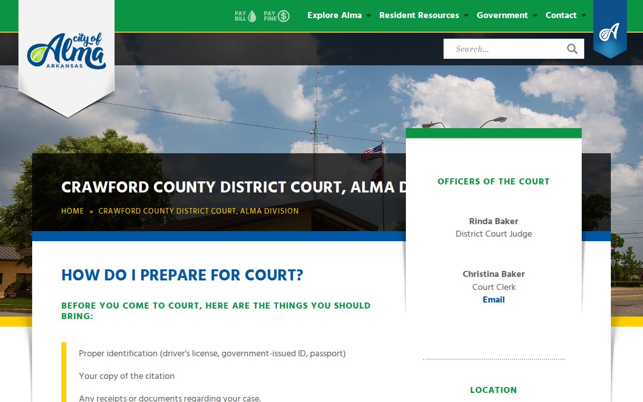 Alma court records District Court office and service information