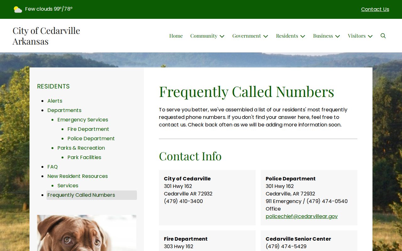 Cedarville court records research using the official city contact directory