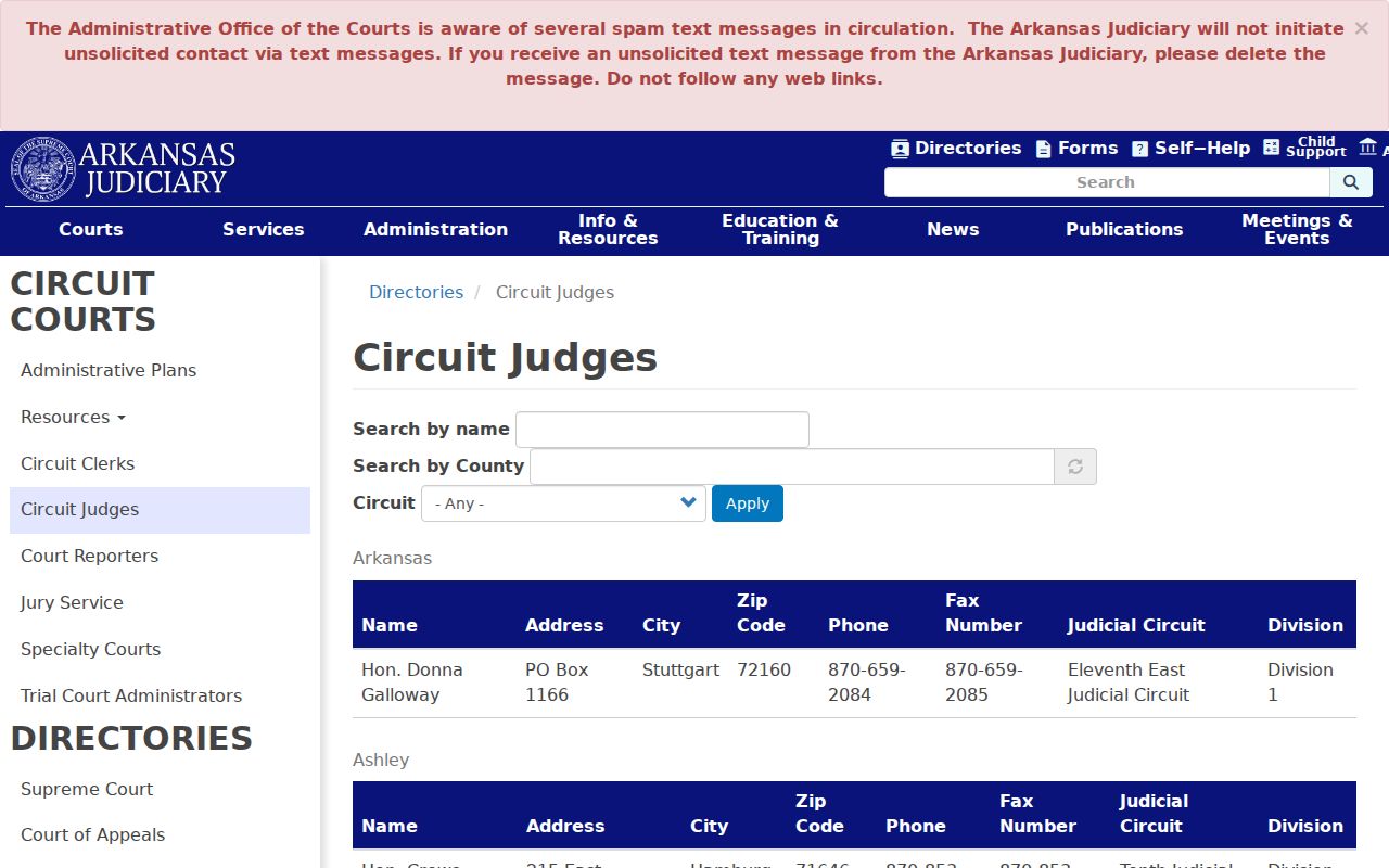 Crawford County criminal docket Circuit Court judge directory