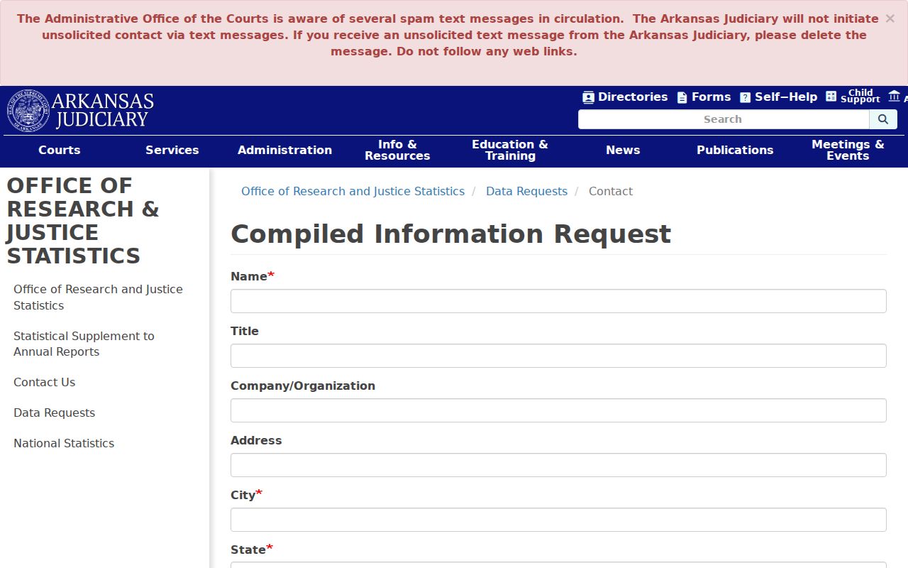 Crawford County court case records compiled information request form