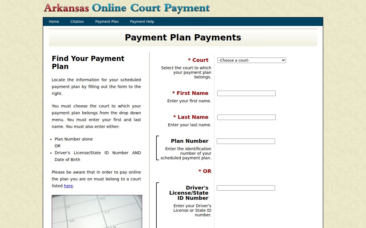 Crawford County traffic court payment plan query