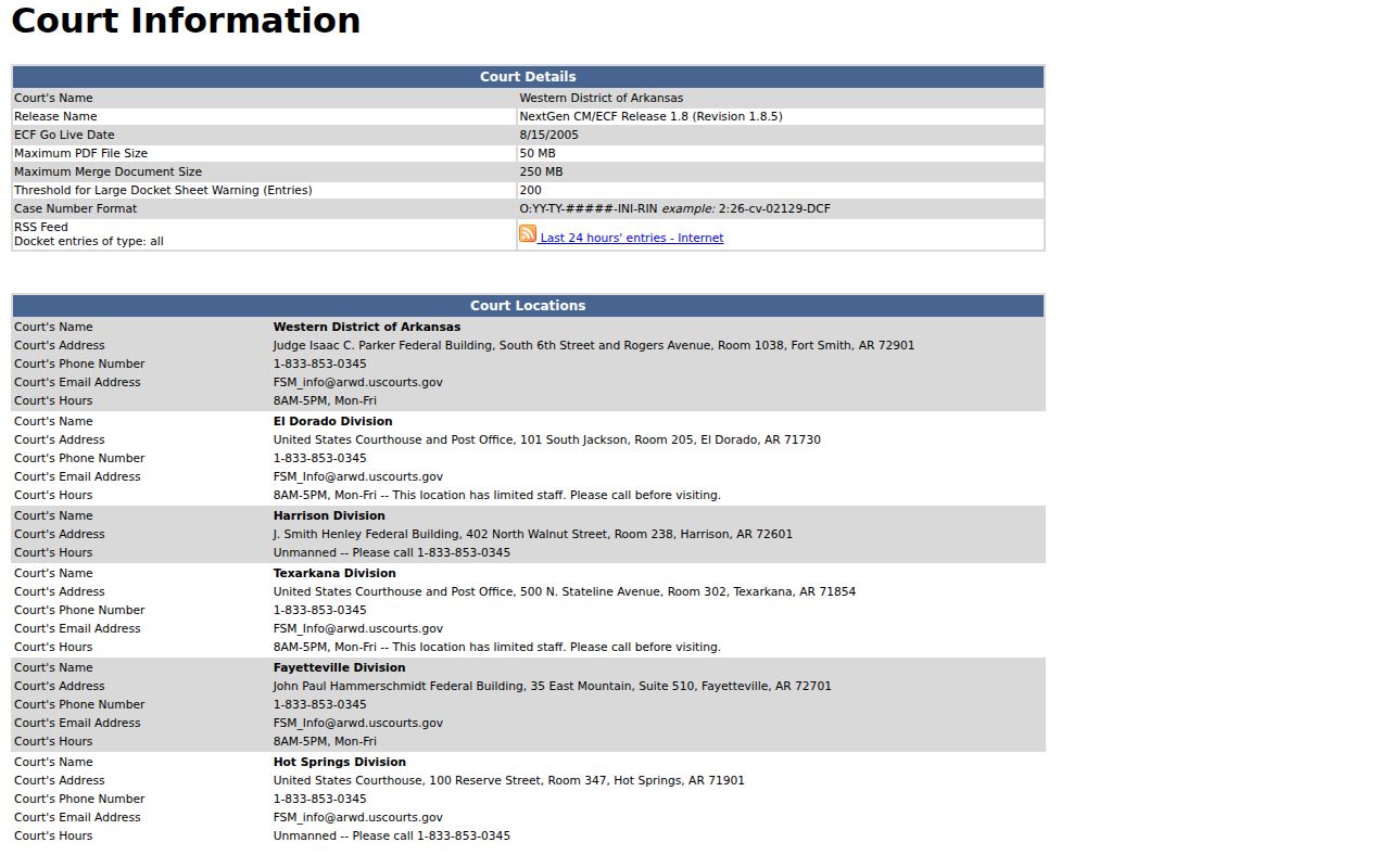 Van Buren court records comparison with Western District CM ECF