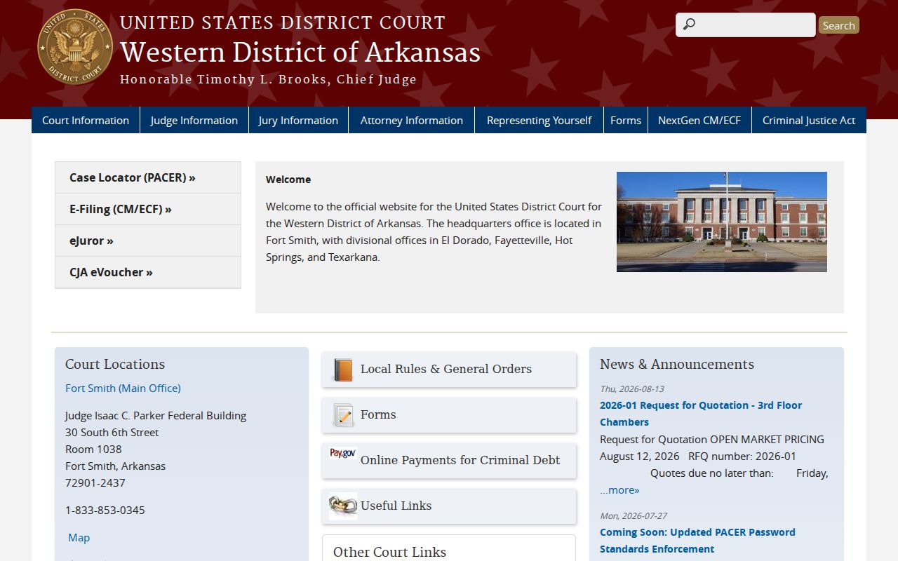 Van Buren court records boundary with Western District of Arkansas cases