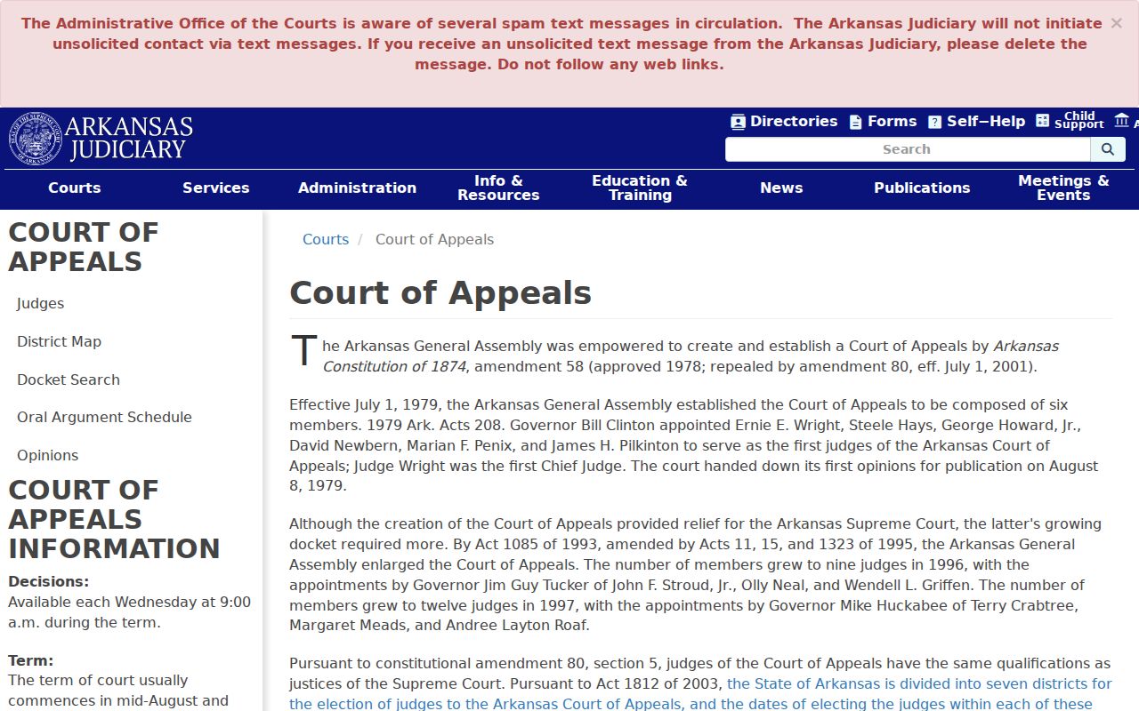 Crawford County court docket Arkansas Court of Appeals